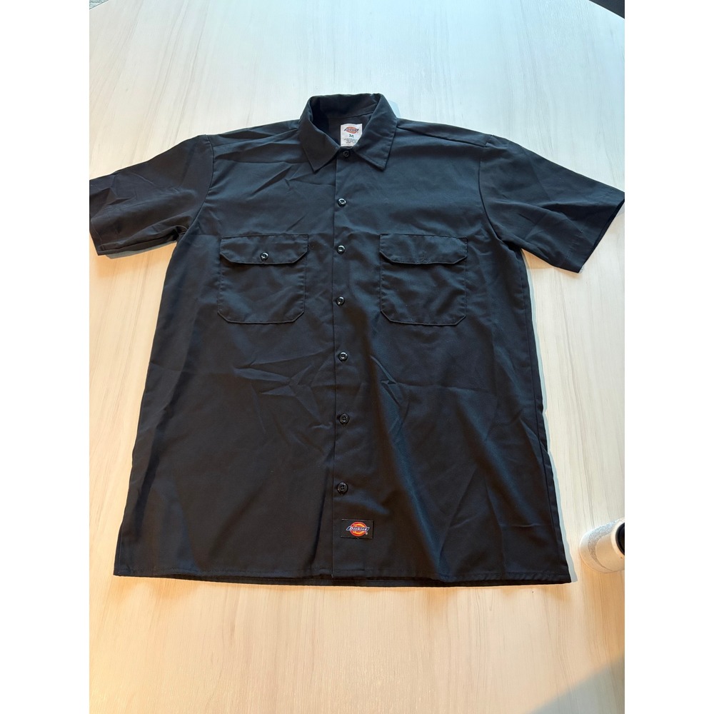 Dickies Men's Medium Black Short Sleeve Work Shirt Button Up 2 Pocket